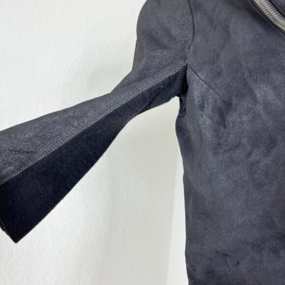 Rick Owens DRKSHDW Lamb Leather Cropped Gray Short Sleeve Zip Jacket - Picture 4 of 13